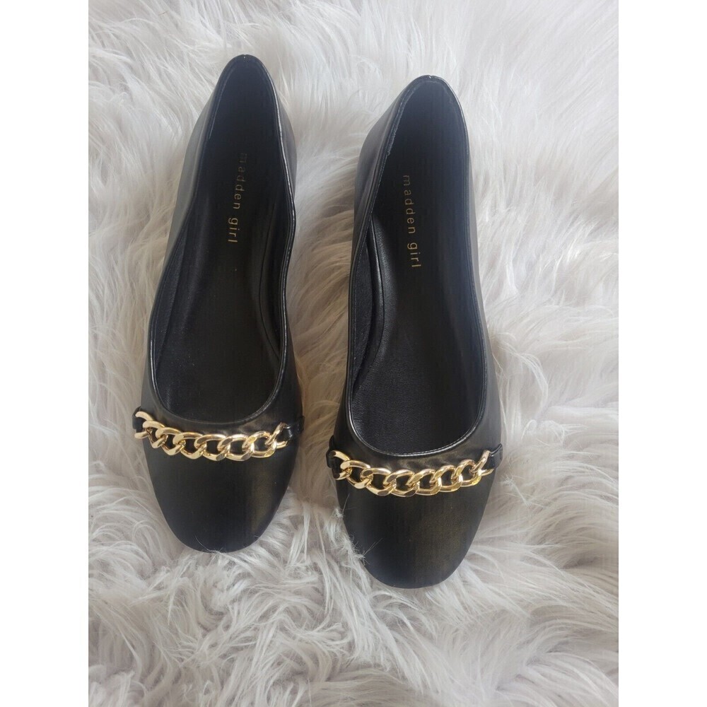 Steve Madden Size 10‎ Black Slip On Flats Chain Loafers Pointed Shoe